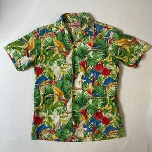 Mens RJC Made in Hawaii Tropical Parrot Toucan‎ Print Aloha Shirt Size S AOP